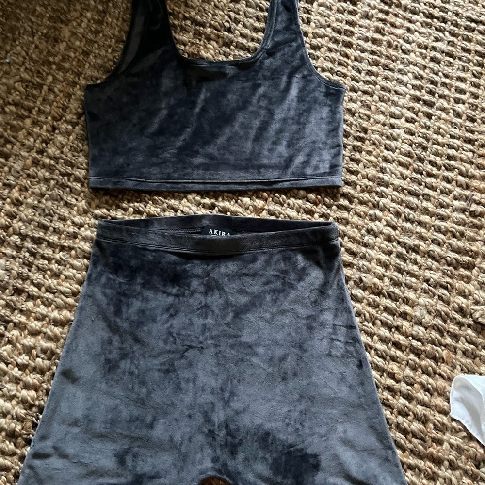 Black Velvet Crop Top and Shorts Set